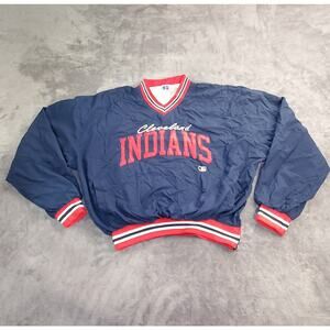 Vtg Russell Athletic Sz M Cleveland Indians Windbreaker Mens Lined 90s Blue C7
